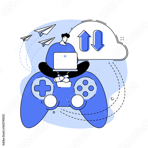 Cloud gaming abstract concept vector illustration.