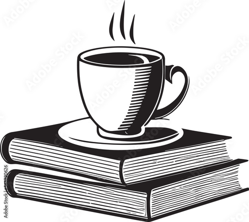 cup of coffee with books
