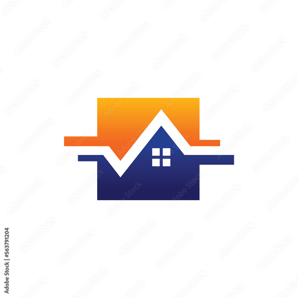 Real estate logo with Heart rate concept Real estate logo with Heart rate concept