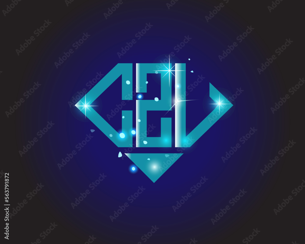 CZU Logo letter monogram with diamond shape design template.
 - obrazy, fototapety, plakaty 