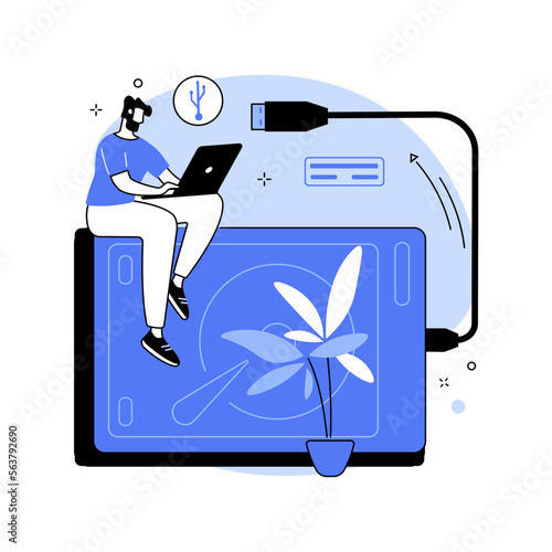 External hard drive abstract concept vector illustration.