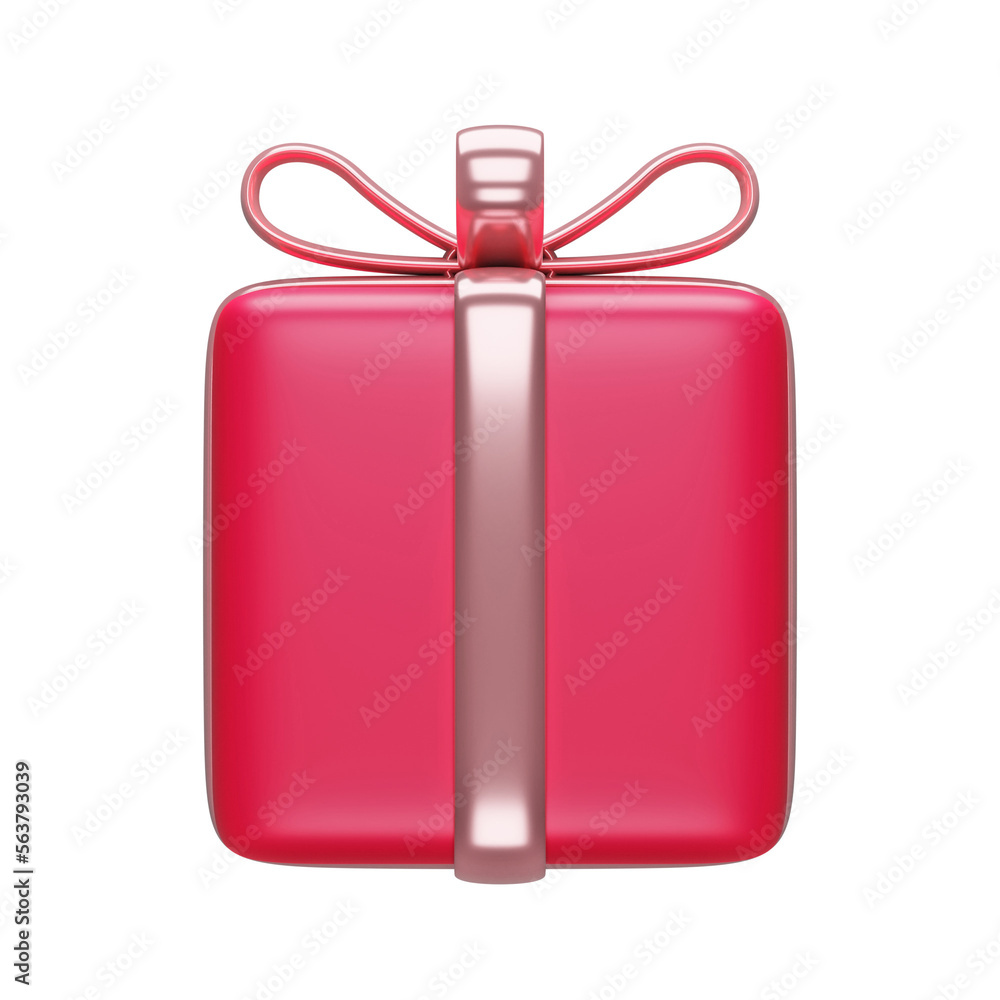 Red gift box with rose gold ribbon icon 3d. Red gift box with rose gold ribbon icon 3d.