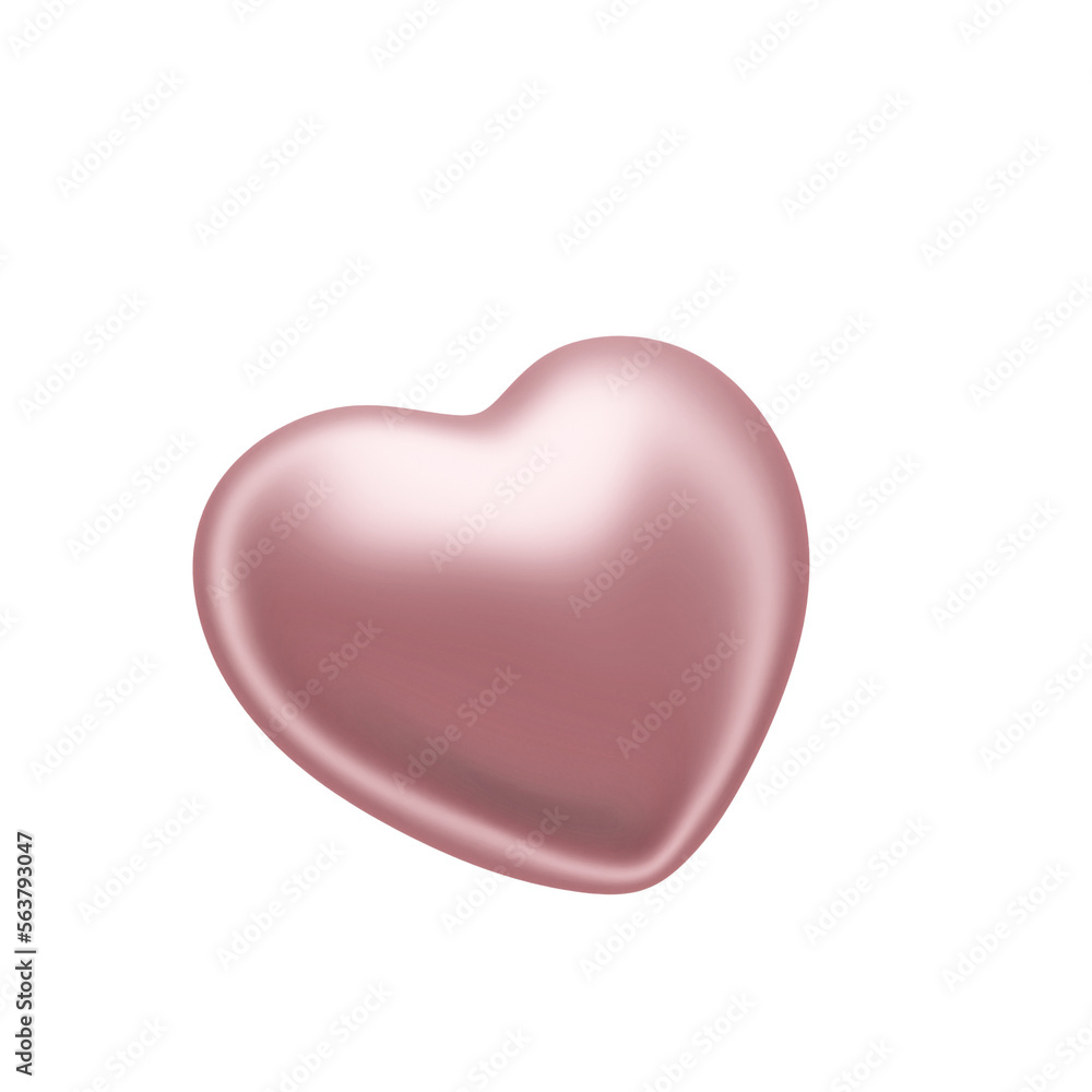 Rose gold heart icon 3d