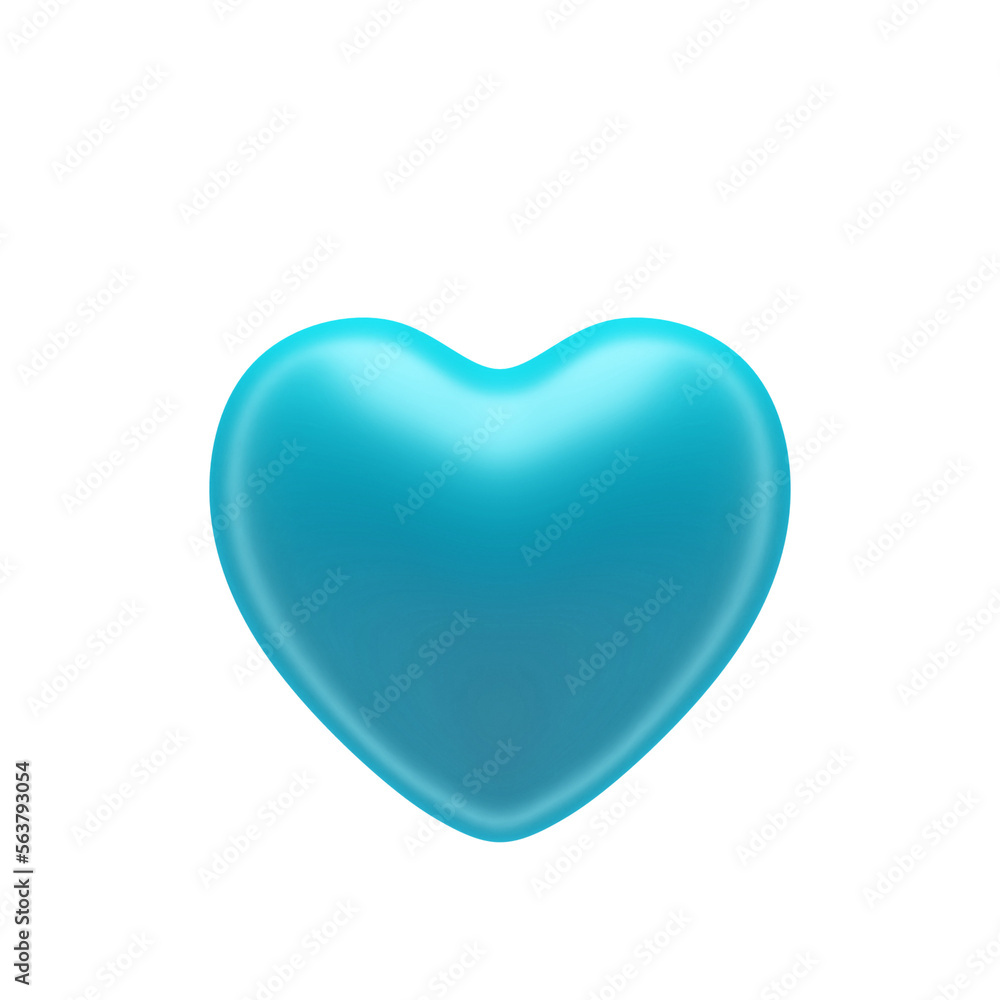 Blue heart icon 3d