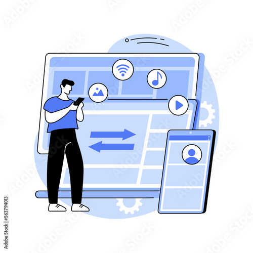 Wireless device connection abstract concept vector illustration.