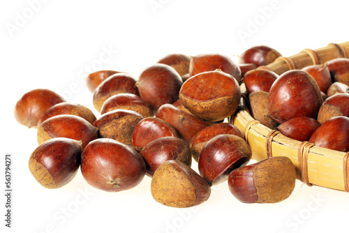 Sweet chestnut on white background.