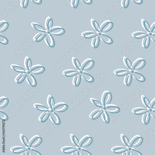 Blue background, blue flowers on a light blue background. Pastel abstract.