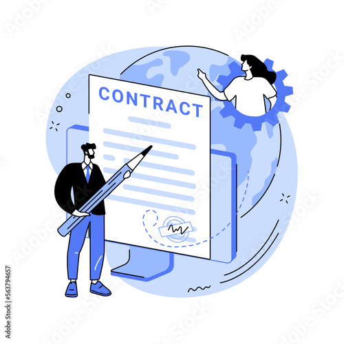 Electronic contract abstract concept vector illustration.