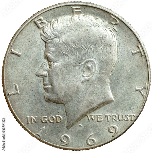 Canvas Print Kennedy half dollar coin, transparent PNG.