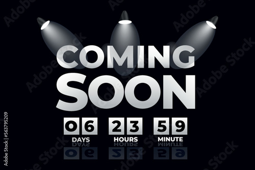 Realistic coming soon with reminder promotion background design photo