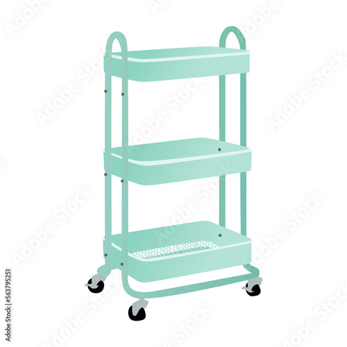 The best 3 Tier Rolling Utility or Kitchen Cart or Kitchen trolley icon in green. Simple vector illustration of kitchen trolley vector icon for web. Editable graphic resources for many purposes.