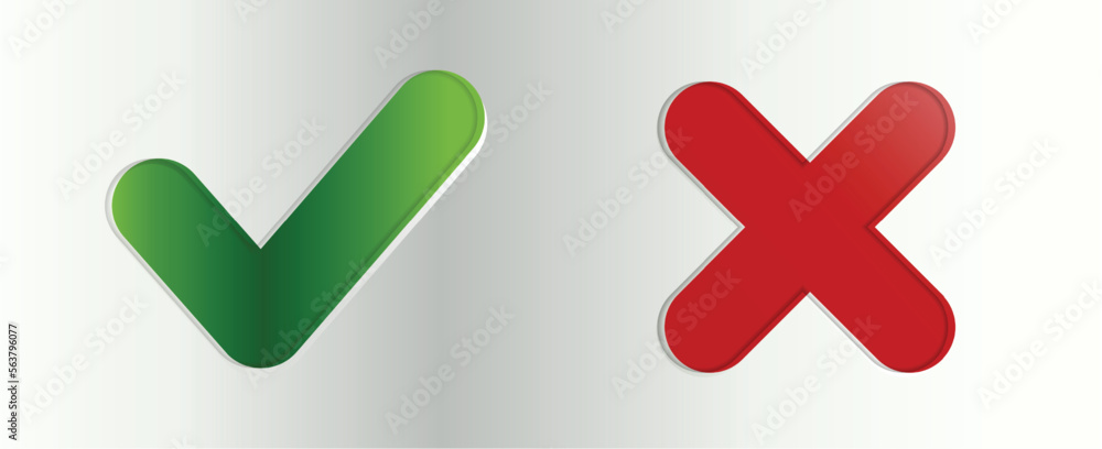 Check Mark, check tick, Yes, Wrong, Cross, No, False vector Check Mark, check tick, Yes, Wrong, Cross, No, False vector