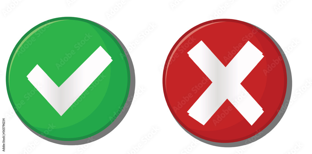 Check Mark, check tick, Yes, Wrong, Cross, No, False vector Check Mark, check tick, Yes, Wrong, Cross, No, False vector