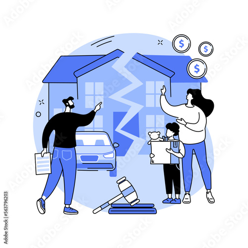 Property division abstract concept vector illustration.