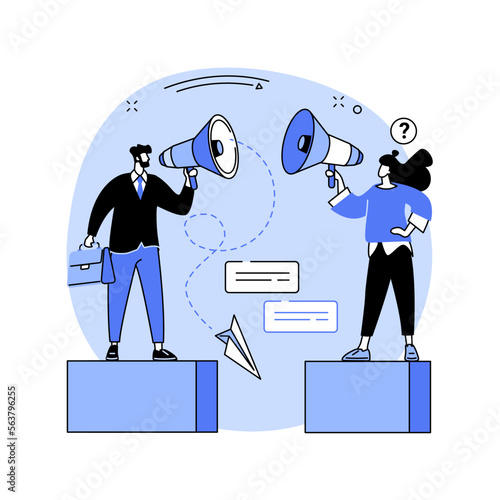 Communication gap abstract concept vector illustration.