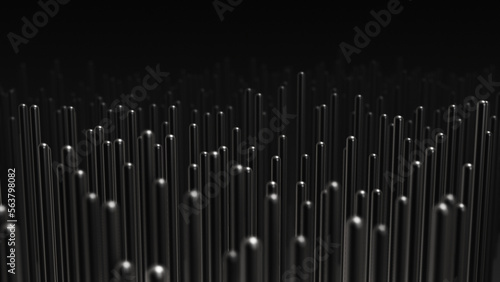 Abstract Cylinders black background 3D render