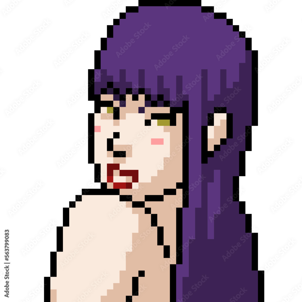 pixel art long hair girl