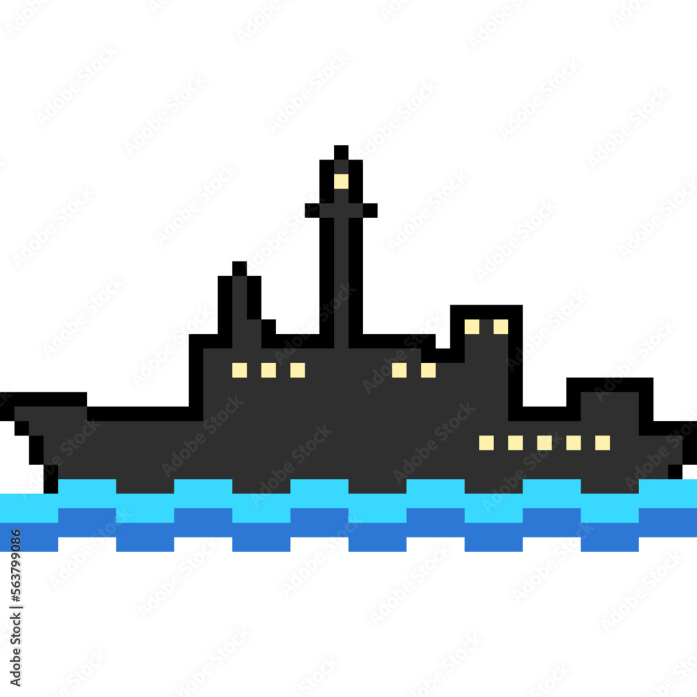 pixel art cruise ship silhouette