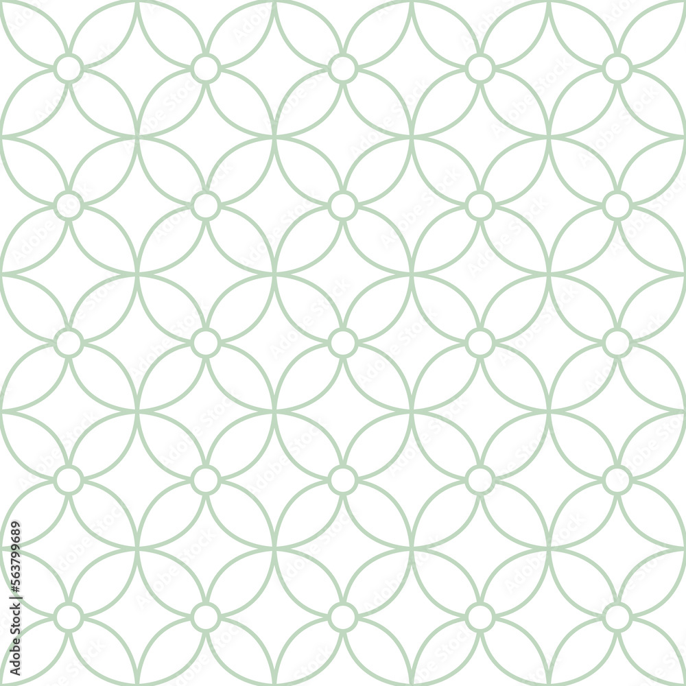 Green pastel circles seamless geometric pattern on a white background. Vector Textures.