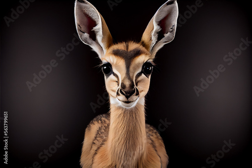 Portrait of an baby antelope on a black background. generative ai © Julian