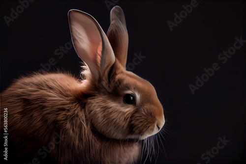 Portrait of a easter bunny on a black background. generative ai