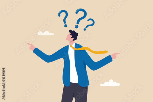 Indecisive manager cannot make decision or choosing choices and alternative, confused or frustrated to decide, worried about which way to choose concept, indecisive businessman deciding way to go.