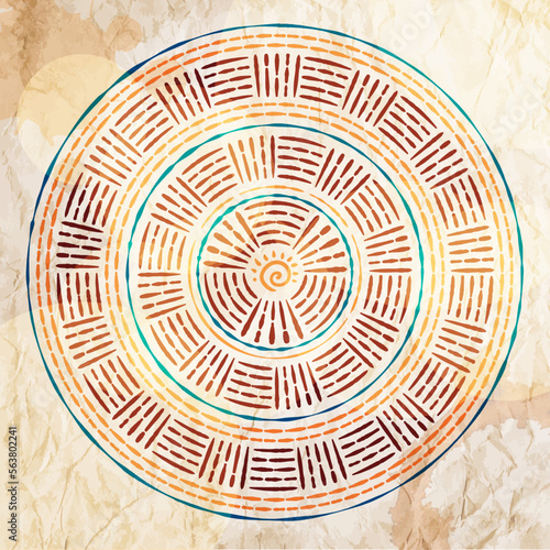 Colourful ethnic style vector mandala pattern on a grunge background