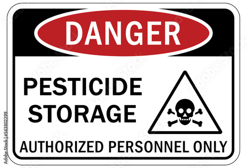 Pesticide storage sign and labels authorized personnel only