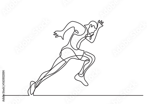 continuous line drawing vector illustration with FULLY EDITABLE STROKE of athlete running