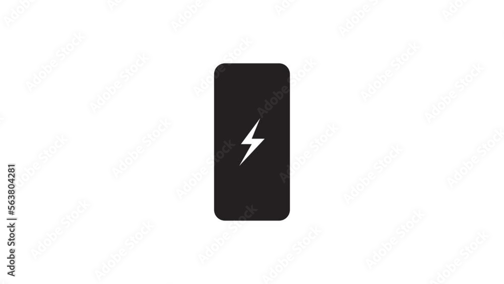 Battery charging icon animation. . Luma matte with transparent background 4K resolution. Battery charging icon animation. . Luma matte with transparent background 4K resolution.