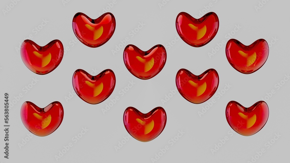 Un conjunto de corazones rojos con un fondo blanco Un conjunto de corazones rojos con un fondo blanco