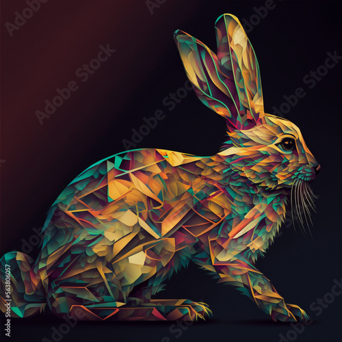 easter card with bunny, zodiac animal set, Chinese zodiac, Astrological signs, abstract horoscope. Chinese new year animals, rabbit, bunny by Generative AI
