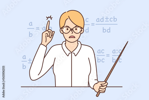 Angry teacher scolding in classroom