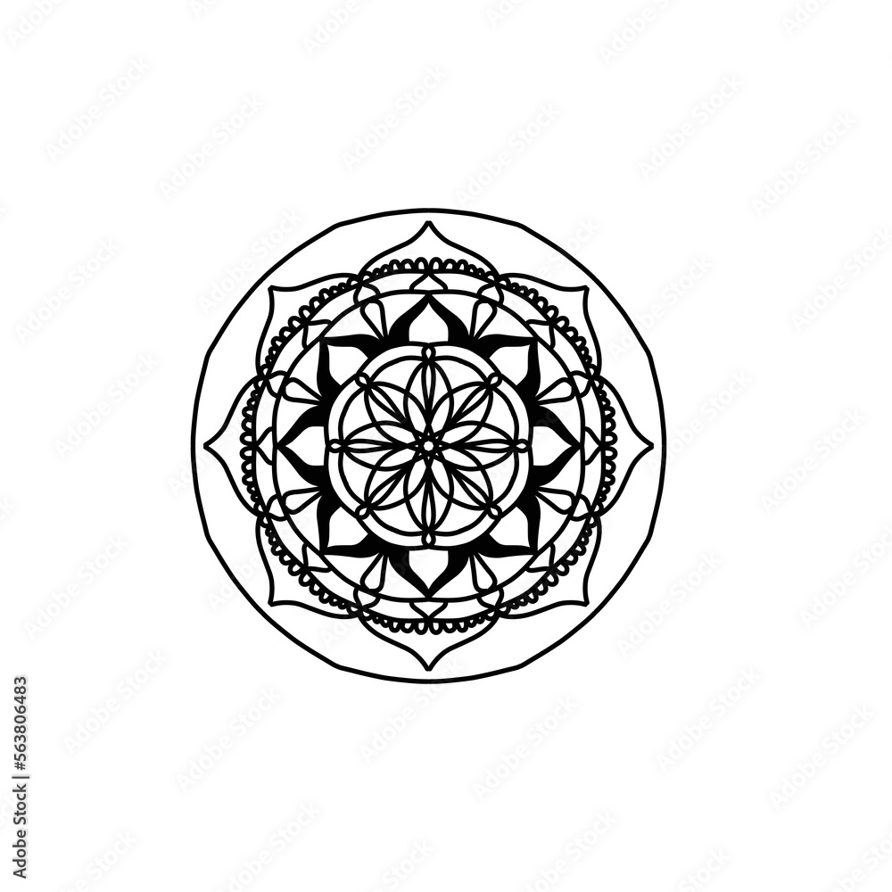 Circular pattern in mandala shape for Henna, Mehndi, tattoo, decoration. Decorative ornament in ethnic oriental style. Coloring book page. Circular pattern in mandala shape for Henna, Mehndi, tattoo, decoration. Decorative ornament in ethnic oriental style. Coloring book page.