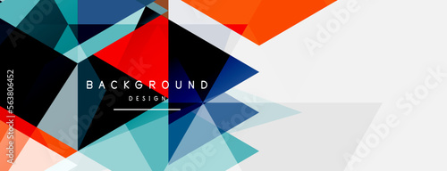Color triangles composition, geometric abstract background. Techno or business concept, pattern for wallpaper, banner, background, landing page