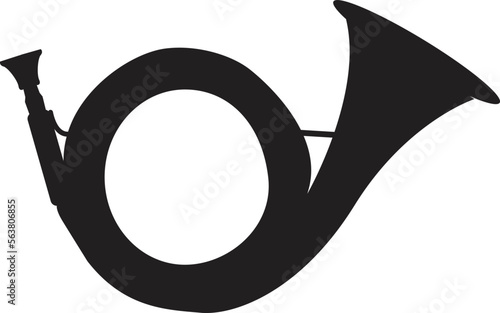 Postal round horn icon on white background. Post horn sign. Trumpet symbol. flat style.