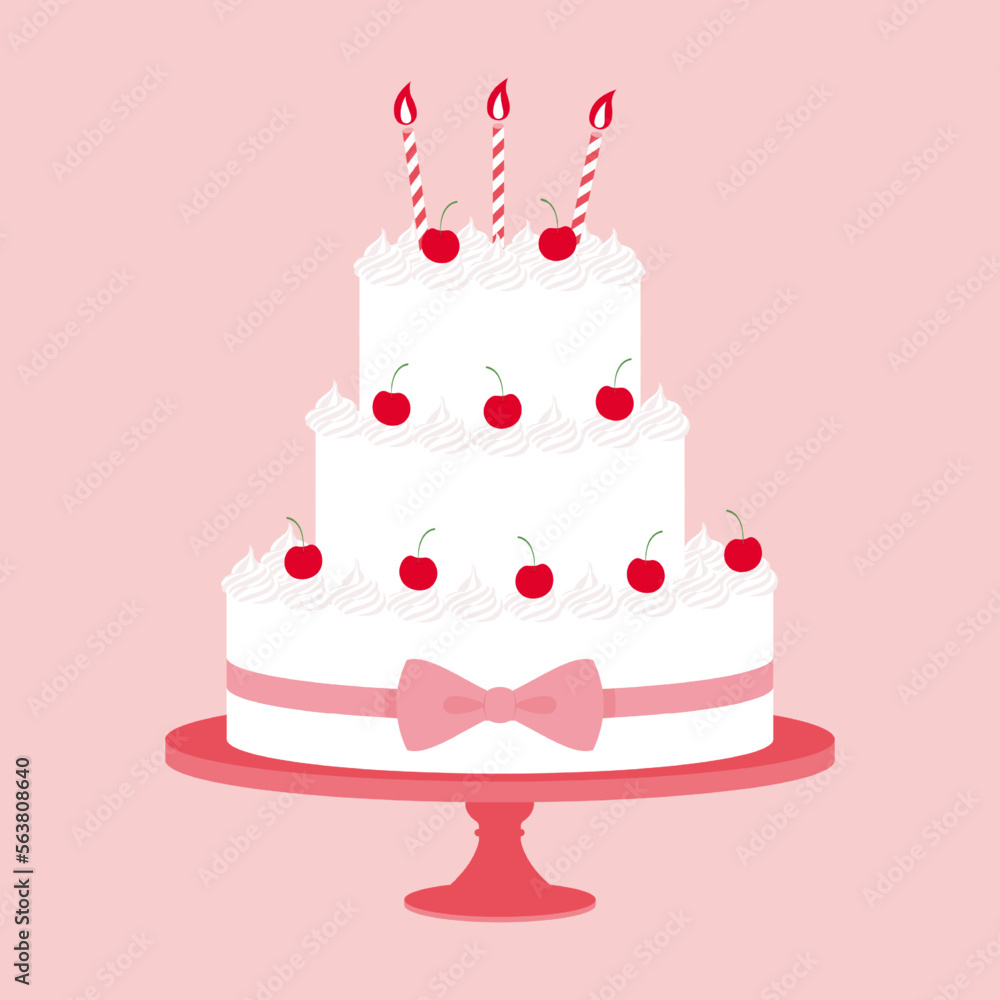vector illustration of a birthday, wedding or valentine's day cake with cherry for banners, cards, flyers, social media wallpapers, etc. vector illustration of a birthday, wedding or valentine's day cake with cherry for banners, cards, flyers, social media wallpapers, etc.