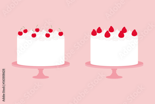 vector illustration of birthday, wedding or valentine's day cakes with cherry and strawberry for banners, cards, flyers, social media wallpapers, etc.