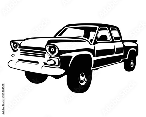 1950 chevy truck isolated side view white background. best for logos, badges, emblems, icons, available in eps 10.