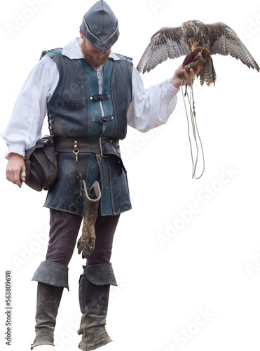 Isolated PNG cutout of a falconer on a transparent background, ideal for photobashing, matte-painting, concept art
