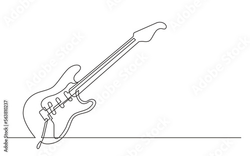 continuous line drawing vector illustration with FULLY EDITABLE STROKE of electric solid body guitar