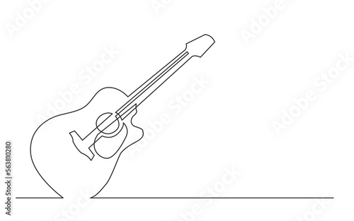 continuous line drawing vector illustration with FULLY EDITABLE STROKE of western acoustic guitar