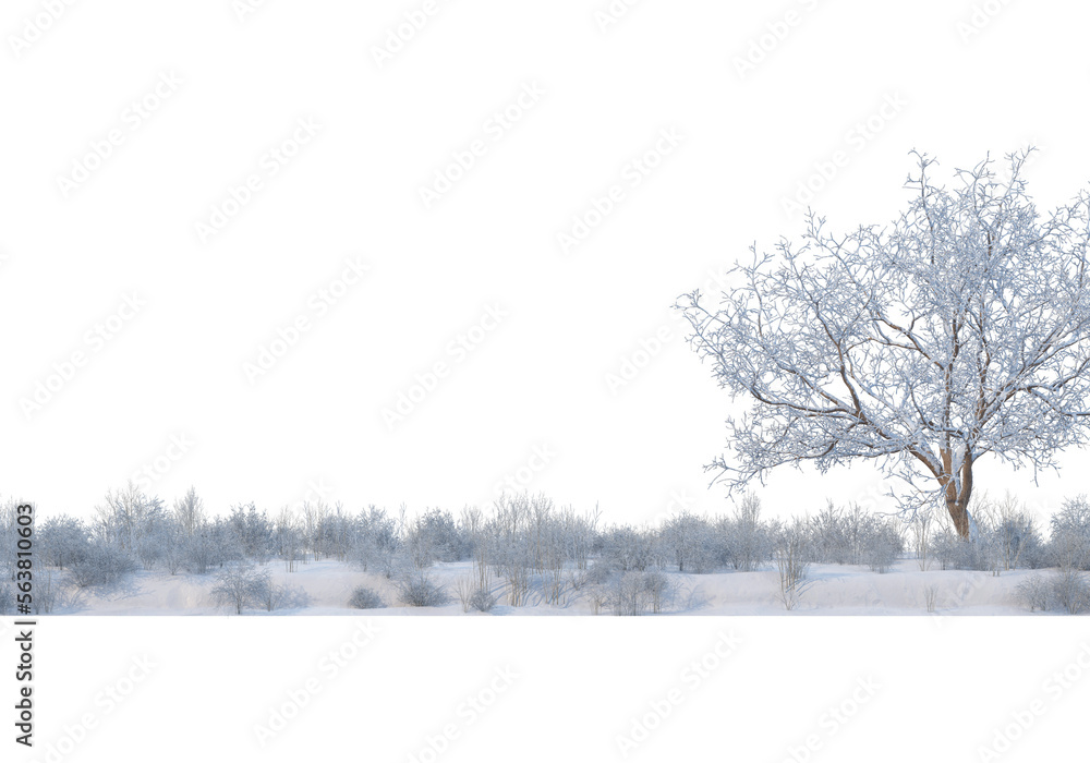 Naklejka premium 3D render forests and nature during winter