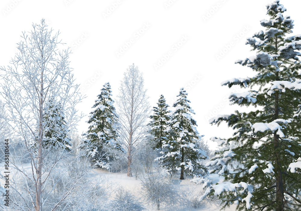 3D render forests and nature during winter 3D render forests and nature during winter