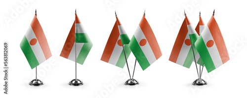 Small national flags of the Niger on a white background