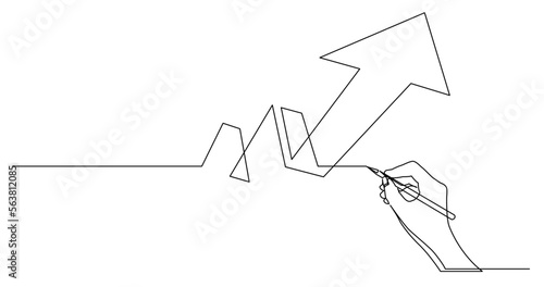 continuous line drawing vector illustration with FULLY EDITABLE STROKE of business concept sketch of arrow 9