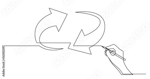continuous line drawing vector illustration with FULLY EDITABLE STROKE of business concept sketch of arrows 2