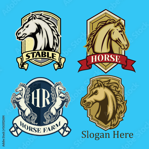 Set of horse badge in vintage illustration style