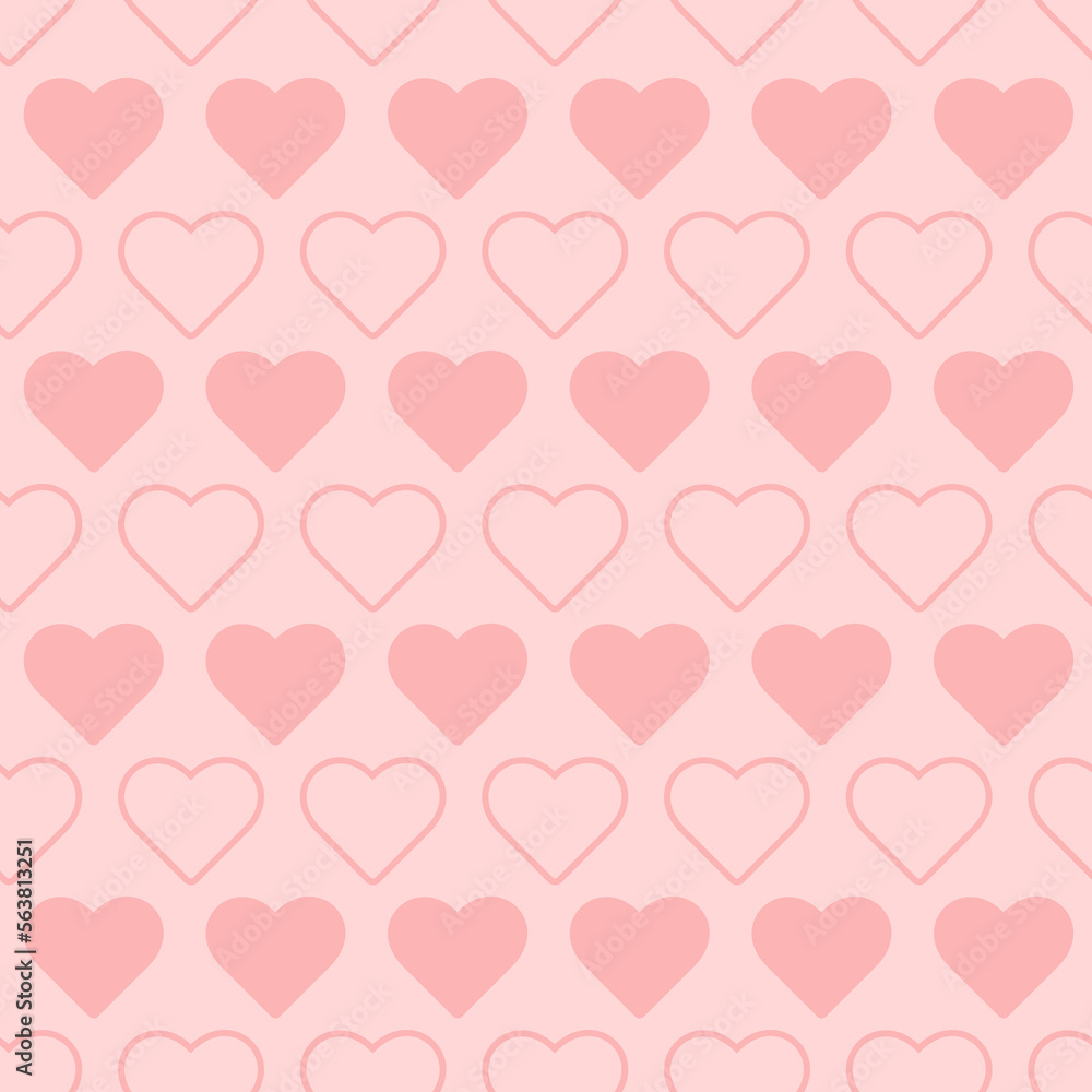 valentine pattern with hearts, simple and pink