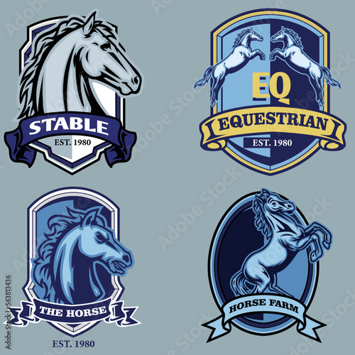 Obraz na płótnie Set of horse badge in vintage illustration style